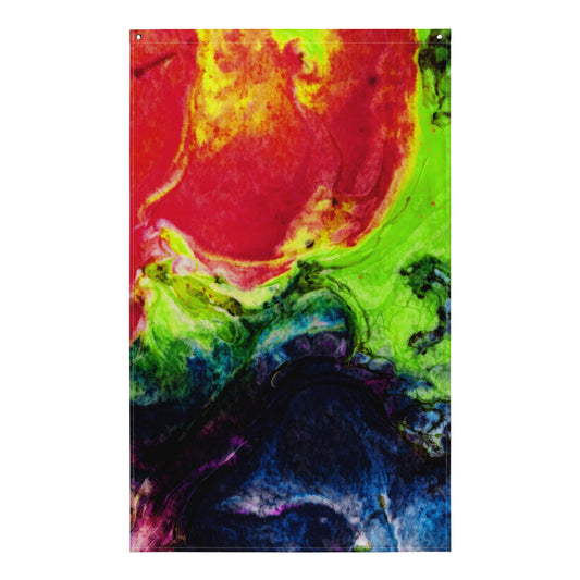 Green Red Abstract Painting Flag Tapestry