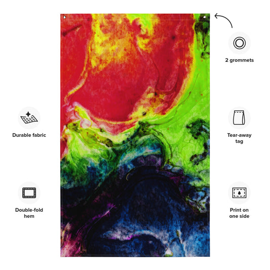 Green Red Abstract Painting Flag Tapestry