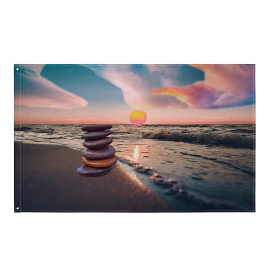 Stacking Stones Painting Flag Tapestry