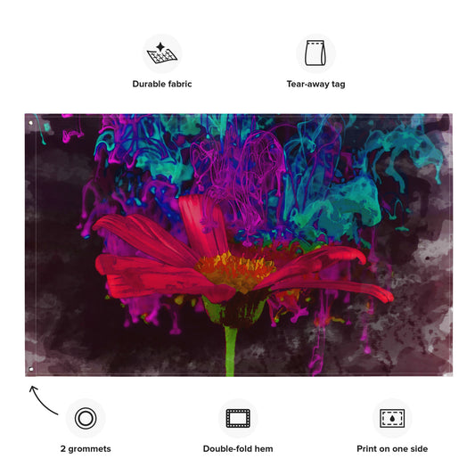 Modern Art  Abstract  Flower Painting Flag Tapestry
