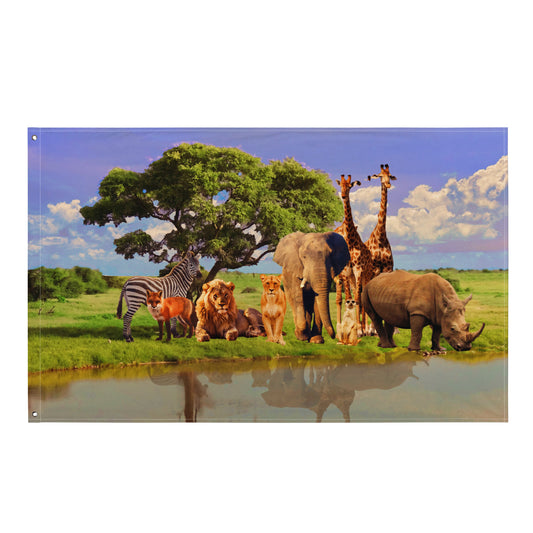 Animal Group Tree Painting Flag Tapestry
