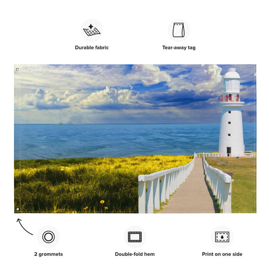 Pathway to lighthouse Painting 3 Flag Tapestry