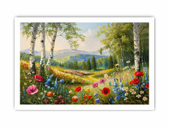 Landscape  wild flowers Canvas painting Print