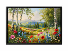 Landscape  wild flowers Canvas painting Print