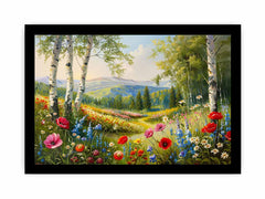 Landscape  wild flowers Canvas painting Print
