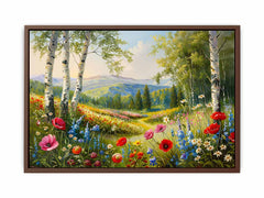 Landscape  wild flowers Canvas painting Print