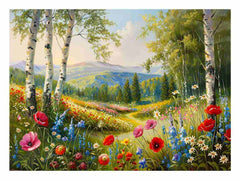 Landscape  wild flowers Canvas painting Print
