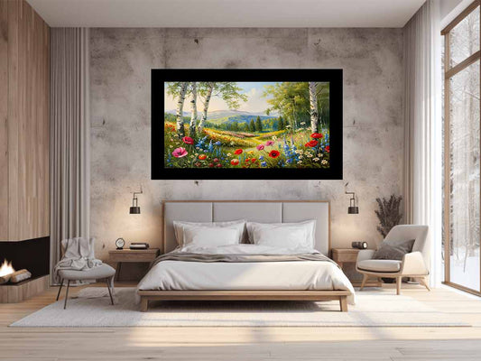 Landscape  wild flowers Canvas painting Print
