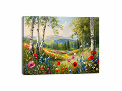 Landscape  wild flowers Canvas painting Print