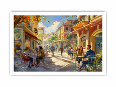 Street cafe Watercolor Painting