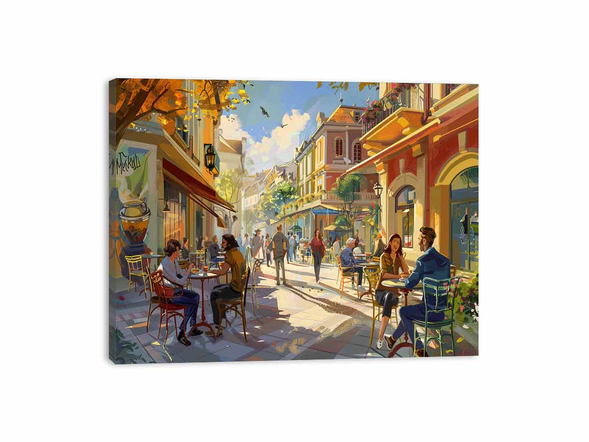 Street cafe Watercolor Painting
