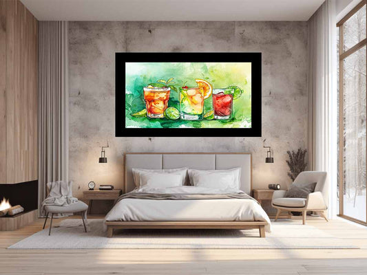 Summar Cocktails watercolor Canvas Art Print