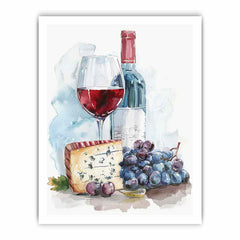 Wine Platter  Watercolor  Canvas paintng Print