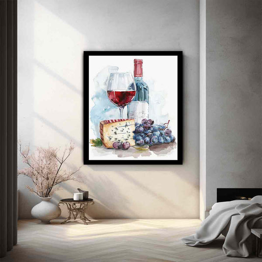 Wine Platter  Watercolor  Canvas paintng Print