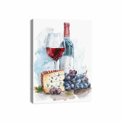 Wine Platter  Watercolor  Canvas paintng Print