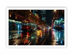 Melbourne  Street Night Canvas painting  Print