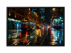 Melbourne  Street Night Canvas painting  Print