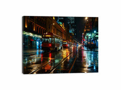 Melbourne  Street Night Canvas painting  Print
