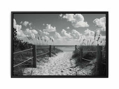 Beach Path Canvas Art Print balck & white Photography