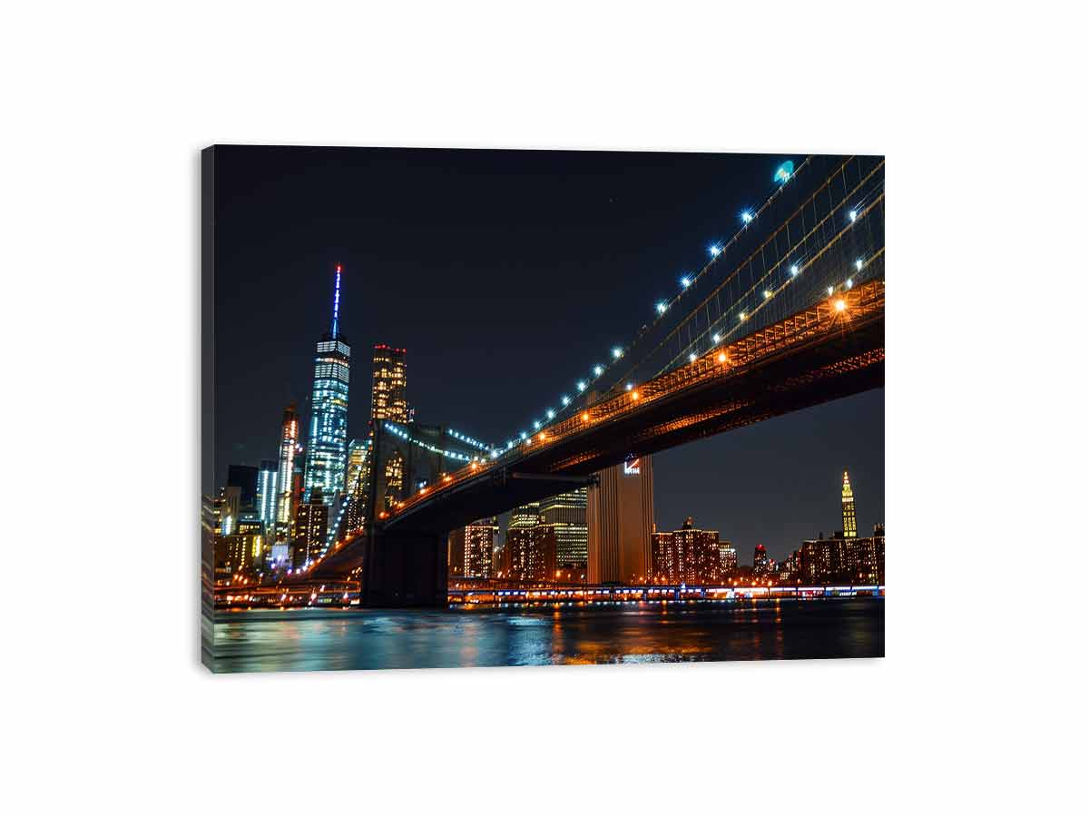 Brooklyn Bridget Night Canvas Art Print