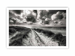 Beach Path  balck & white Canvas Art Print