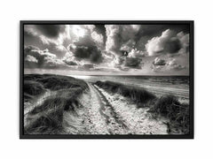 Beach Path  balck & white Canvas Art Print