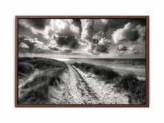 Beach Path  balck & white Canvas Art Print
