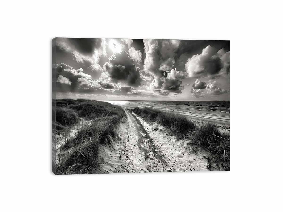 Beach Path  balck & white Canvas Art Print