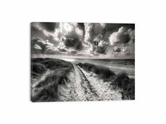 Beach Path  balck & white Canvas Art Print