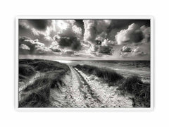 Beach Path  balck & white Canvas Art Print