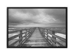 Walk To The Sea  Black & white Canvas Art Print