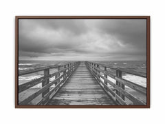 Walk To The Sea  Black & white Canvas Art Print