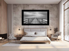 Walk To The Sea  Black & white Canvas Art Print