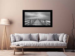Walk To The Sea  Black & white Canvas Art Print