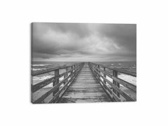 Walk To The Sea  Black & white Canvas Art Print