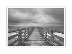 Walk To The Sea  Black & white Canvas Art Print