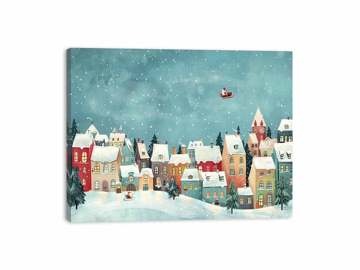 Festive Houses Canvas painting  Print