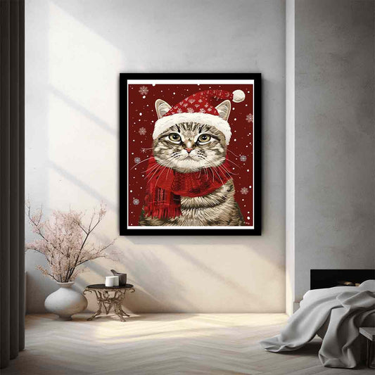 Festive Cat Canvas Art Print Poster
