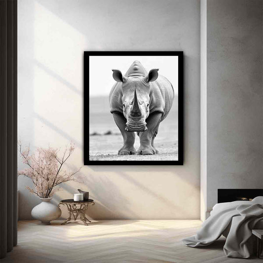Rhino Canvas Art Print Framed Poster