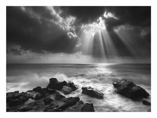 Spotlight beach Photography Black white  Canvas Art Print