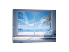 Beach Window Art Canvas Art Print