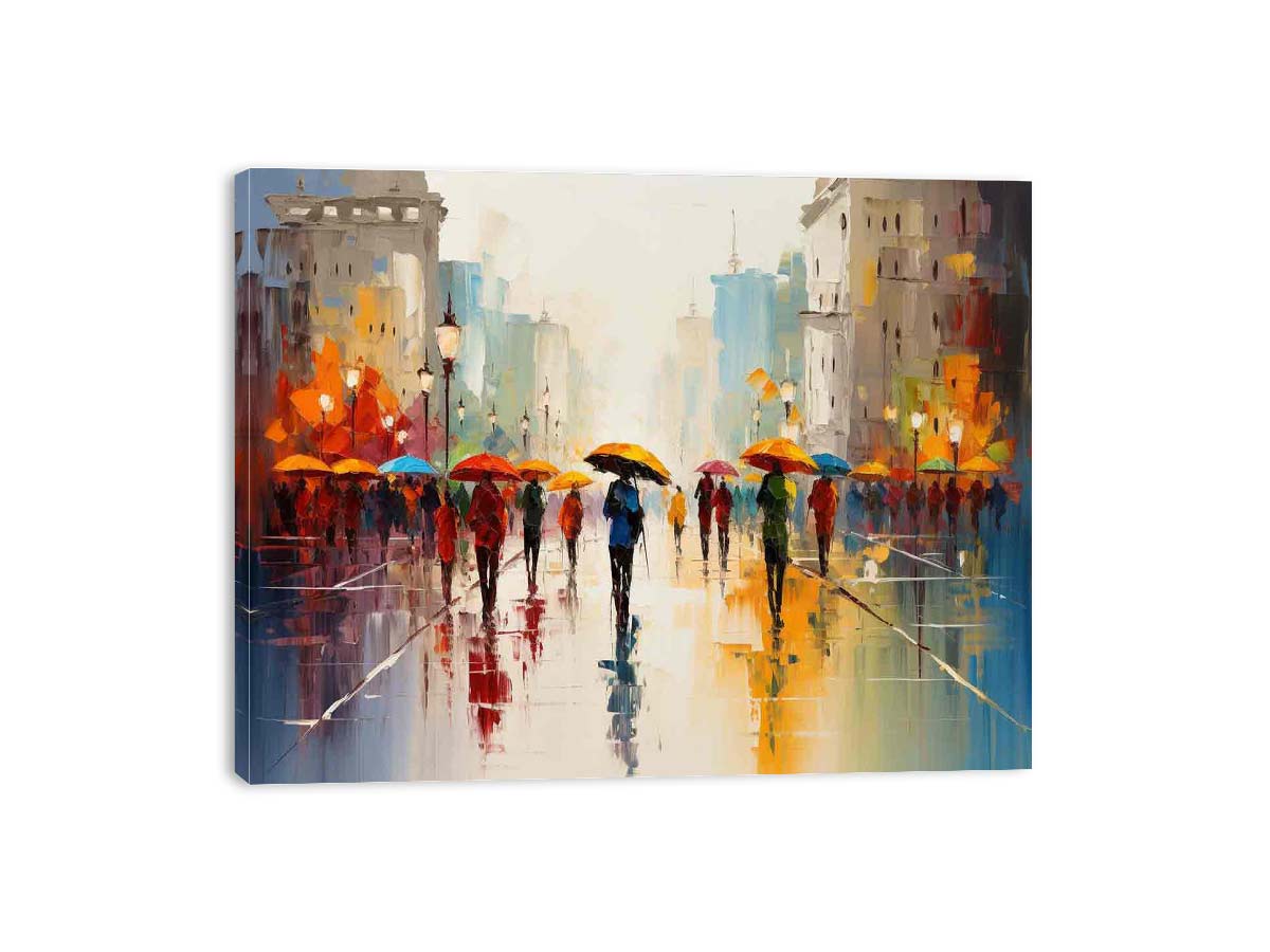 Colorful Umbrellas On The Street Canvas Art Print