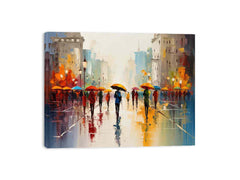 Colorful Umbrellas On The Street Canvas Art Print