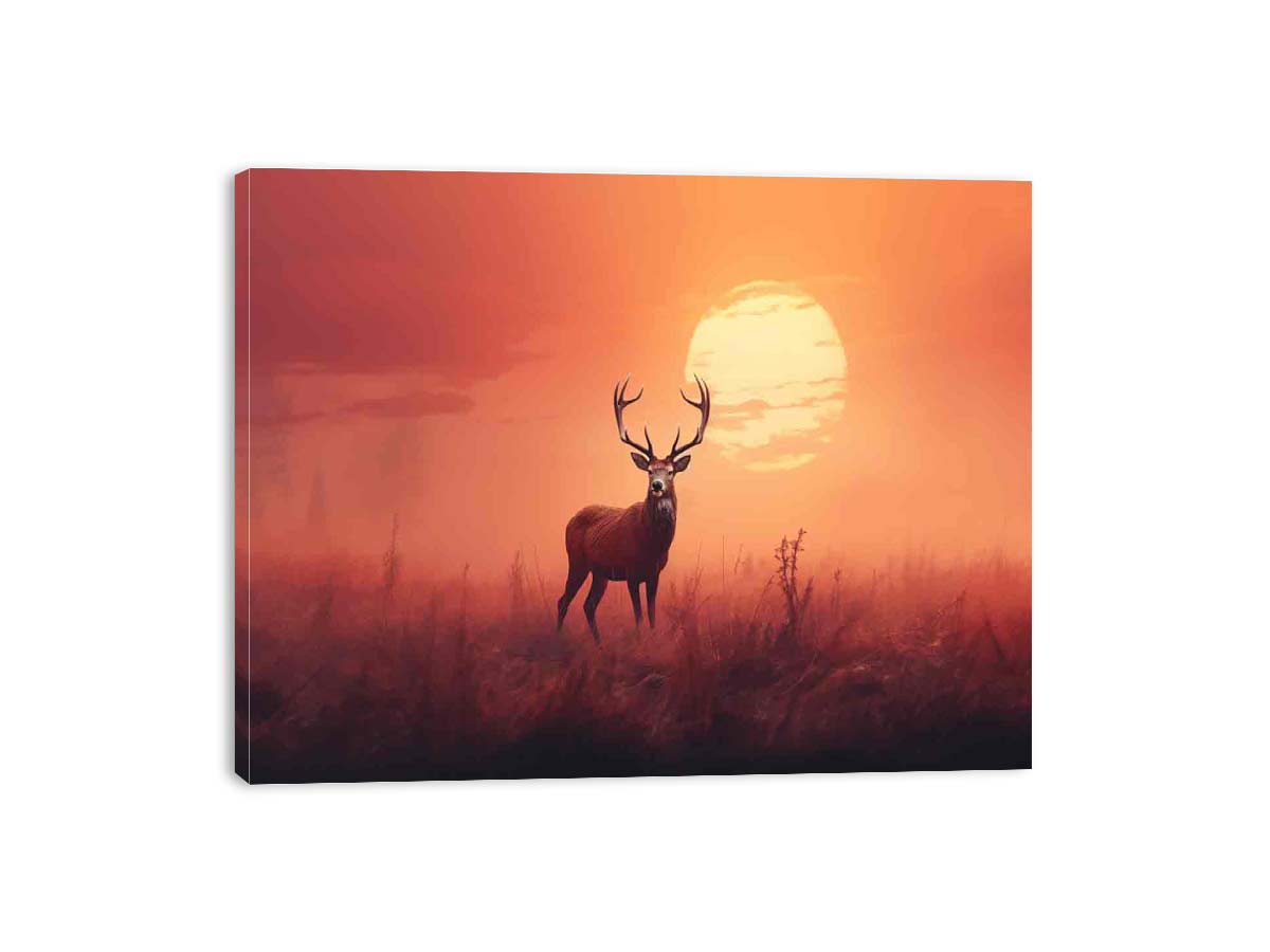 Morning Stag Art Canvas Art Print