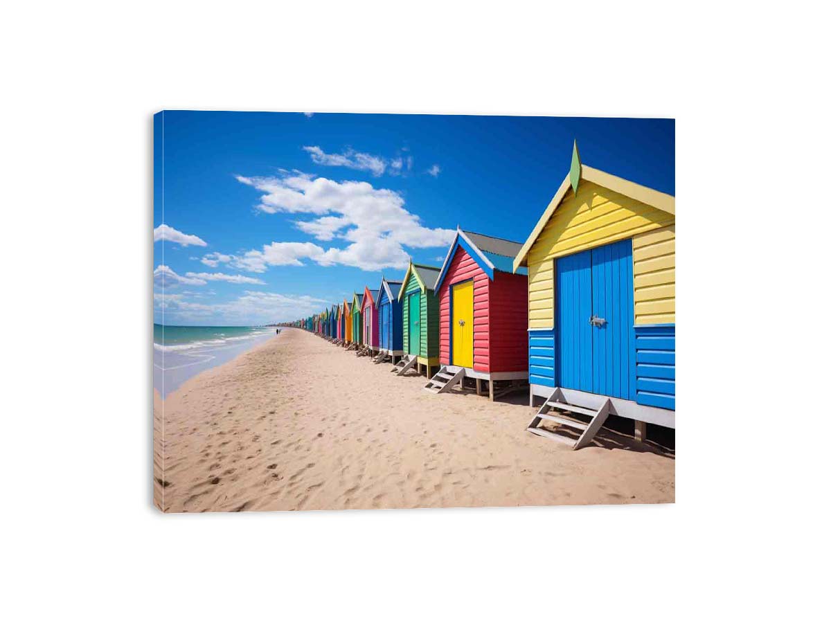 Row Of Beach Boxes Canvas Art Print