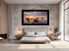 beach Stone Sunset Canvas Art Print