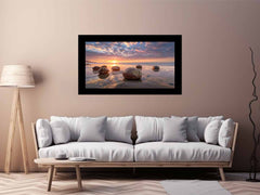 beach Stone Sunset Canvas Art Print