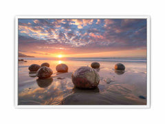 beach Stone Sunset Canvas Art Print