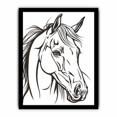 Horse  Line Art Balck white Canvas Art Print