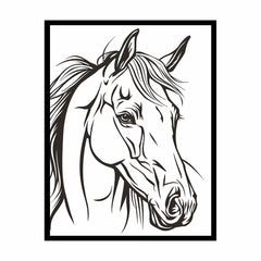 Horse  Line Art Balck white Canvas Art Print